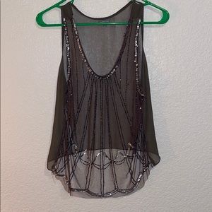Beaded see-through tank top